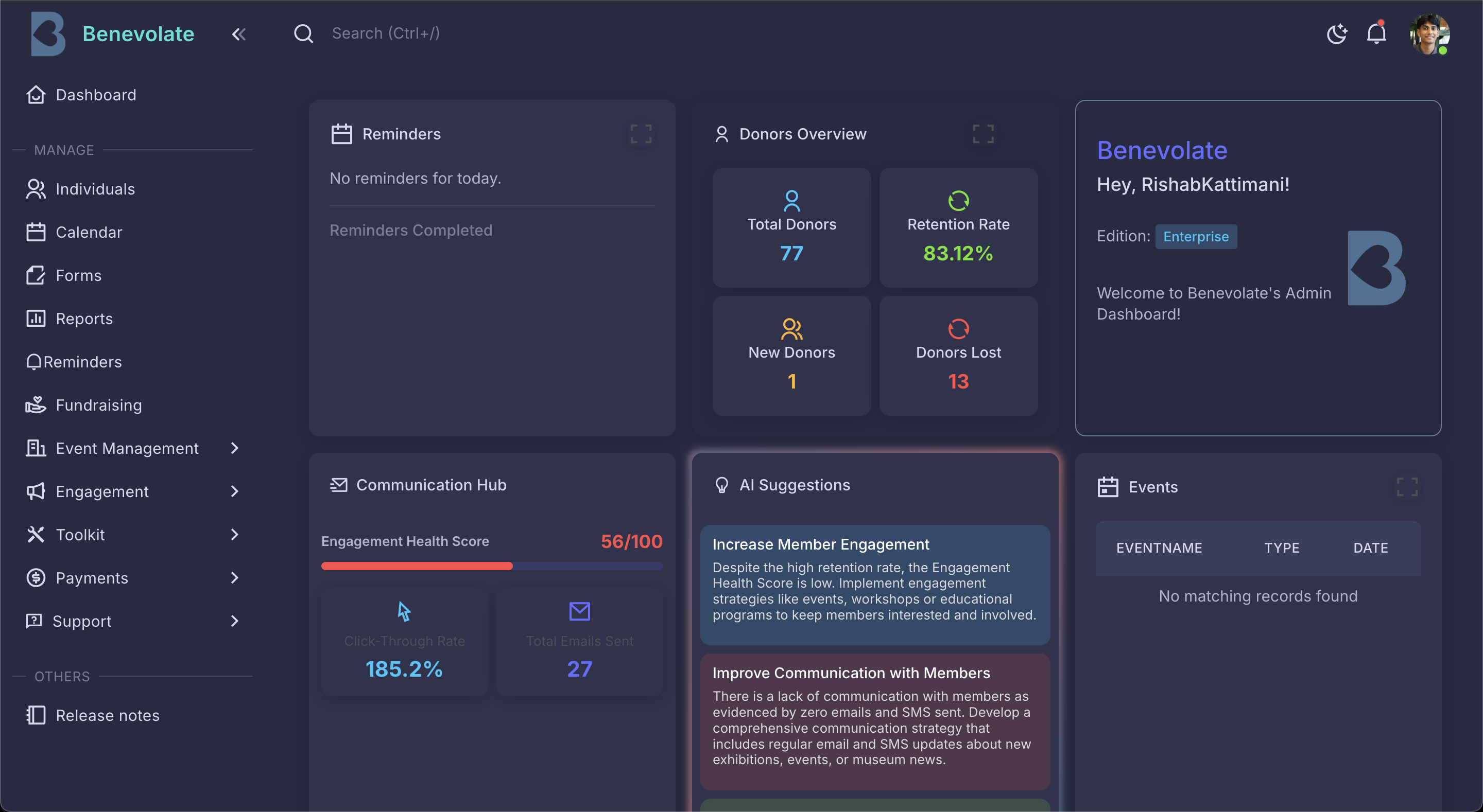 Benevolate Dashboard