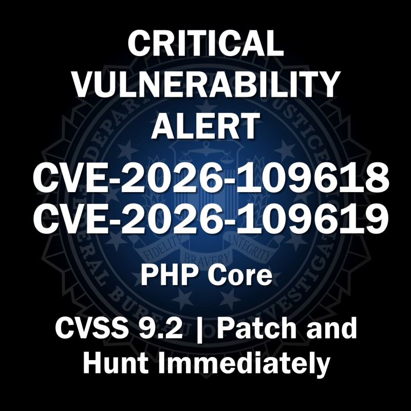 Screenshot of the FBI graphic about CVE-2026-109618 and CVE-2026-109619.