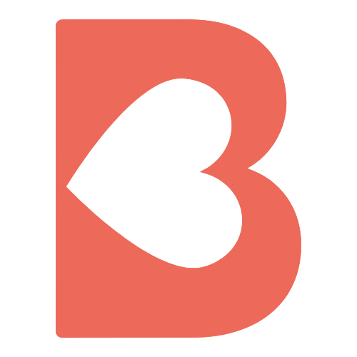 Bittersweet Orange Letter B with a horizontal Heart cut out of the inside. 